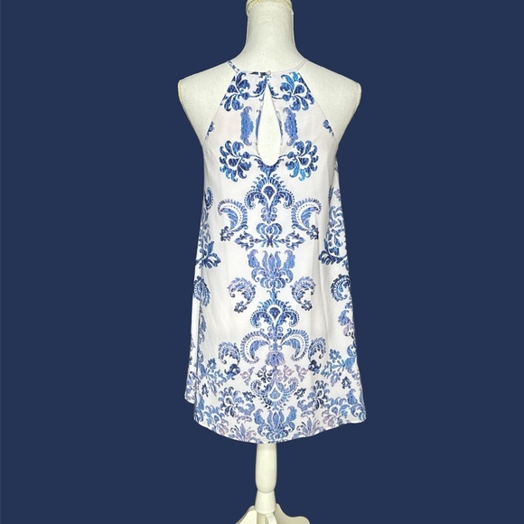Fleur Bleue dress - flowy white with blue and pink design size 0 - Picture 2 of 12